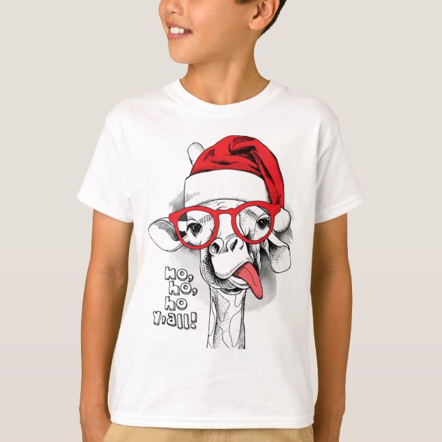 Ho Ho Y’all Giraffe Boys T-Shirt (Front)