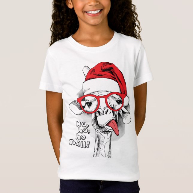 Ho Ho Y’all Giraffe Girls T-Shirt (Front)