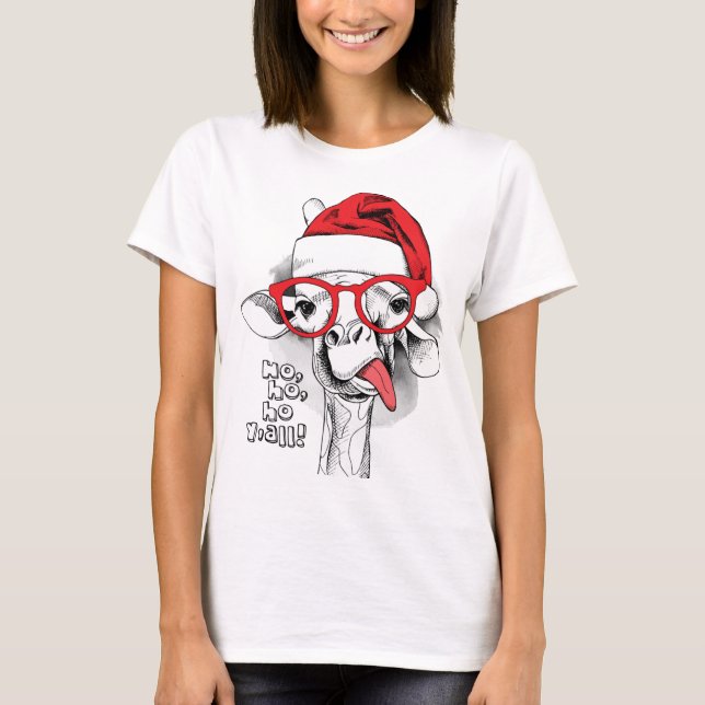 Ho Ho Y’all Giraffe Women  T-Shirt (Front)