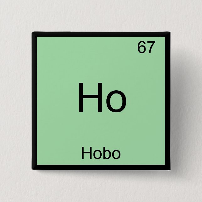 Ho - Hobo Funny Chemistry Element Symbol T-Shirt Button (Front)