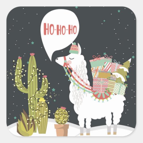 Ho_HoHo Holiday Llama Square Sticker