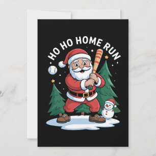 Ho Home Run Christmas Santa Baseball Snowman Xmas Invitation