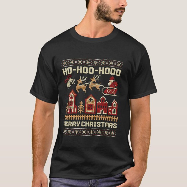 Ho Hoo Hooo Merry Christmas Funny Santa Claus T-Shirt (Front)