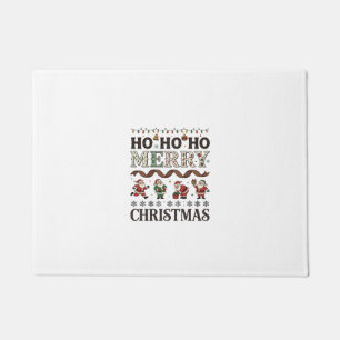 Ho Merry Christmas Santas Plaid Ribbon Doormat