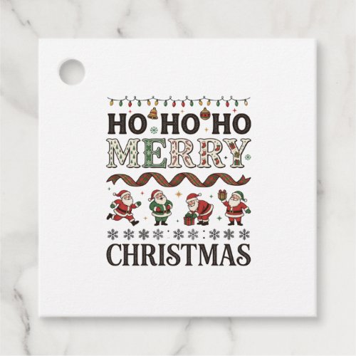 Ho Merry Christmas Santas Plaid Ribbon Favor Tags