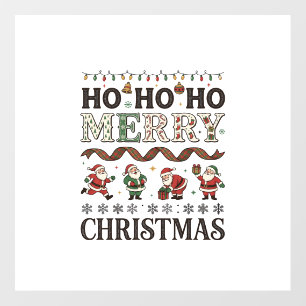 Ho Merry Christmas Santas Plaid Ribbon Floor Decals