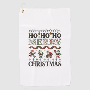 Ho Merry Christmas Santas Plaid Ribbon Golf Towel