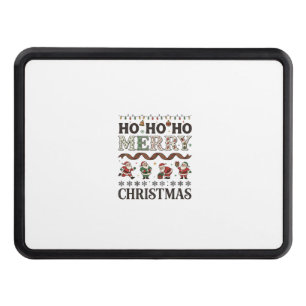 Ho Merry Christmas Santas Plaid Ribbon Hitch Cover