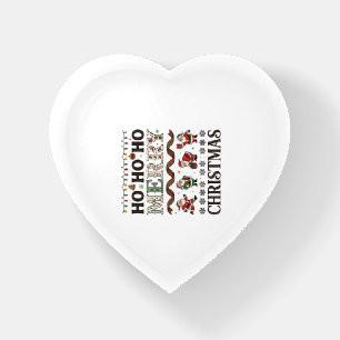 Ho Merry Christmas Santas Plaid Ribbon Paperweight
