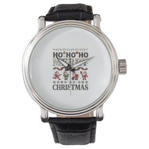 Ho Merry Christmas Santas Plaid Ribbon Watch