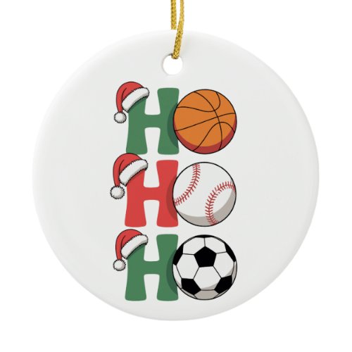 Ho Santa Christmas Basketball Baseball Soccer Xmas Ceramic Ornament