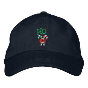 Ho Times Three Candy Canes Embroidered Baseball Hat