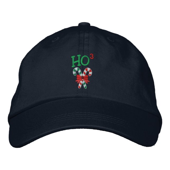 Ho Times Three Candy Canes Embroidered Baseball Hat (Front)