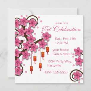 Hoa Dao Happy New Year Invitation