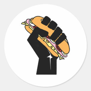 Hoagie Sandwich Guy Black Fist Resist Fascism Anti Classic Round Sticker