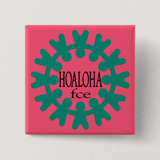 Hoaloha Teal on Pink Button