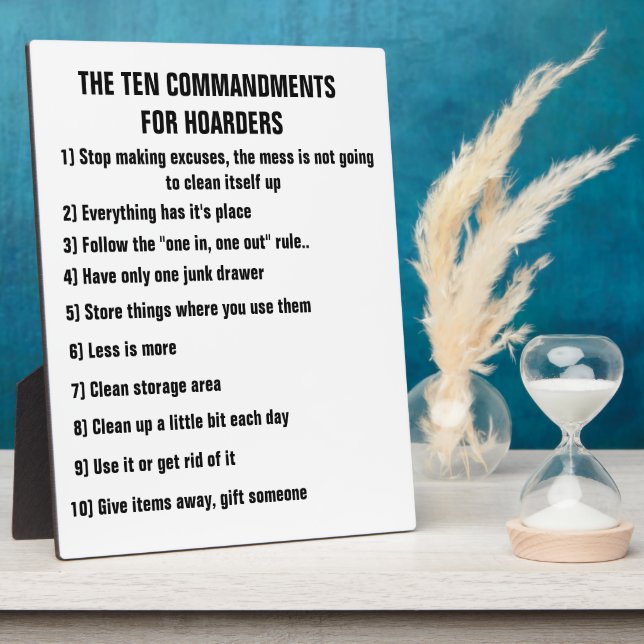 HOARDERS TEN COMMANDMENTS  PLAQUE (Side)