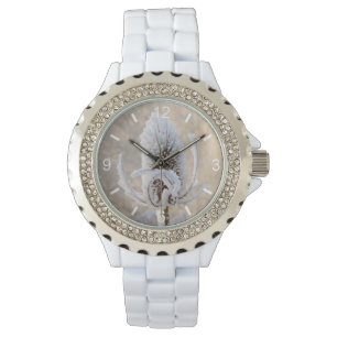 Hoarfrost on Teasels Winter Photo women dial-plate Watch