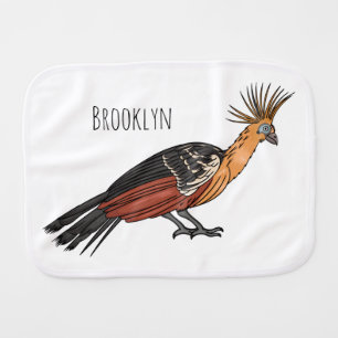 Hoatzin bird cartoon illustration baby burp cloth