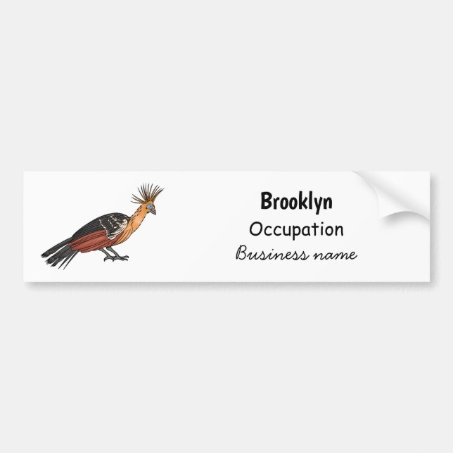 Hoatzin bird cartoon illustration  bumper sticker (Front)