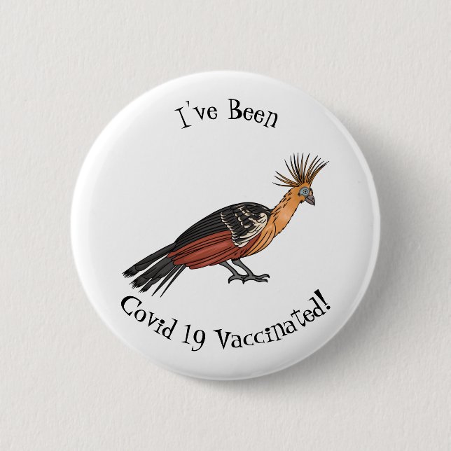 Hoatzin bird cartoon illustration  button (Front)
