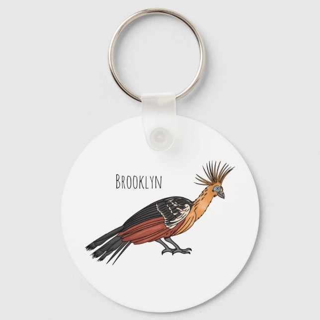 Hoatzin bird cartoon illustration keychain (Front)