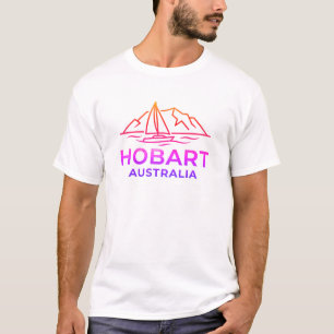 Hobart Australia Minimalist Sailboat & Mountain T-Shirt