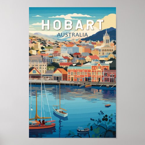 Hobart Australia Travel Art Vintage Poster