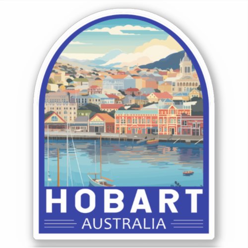 Hobart Australia Travel Art Vintage Sticker