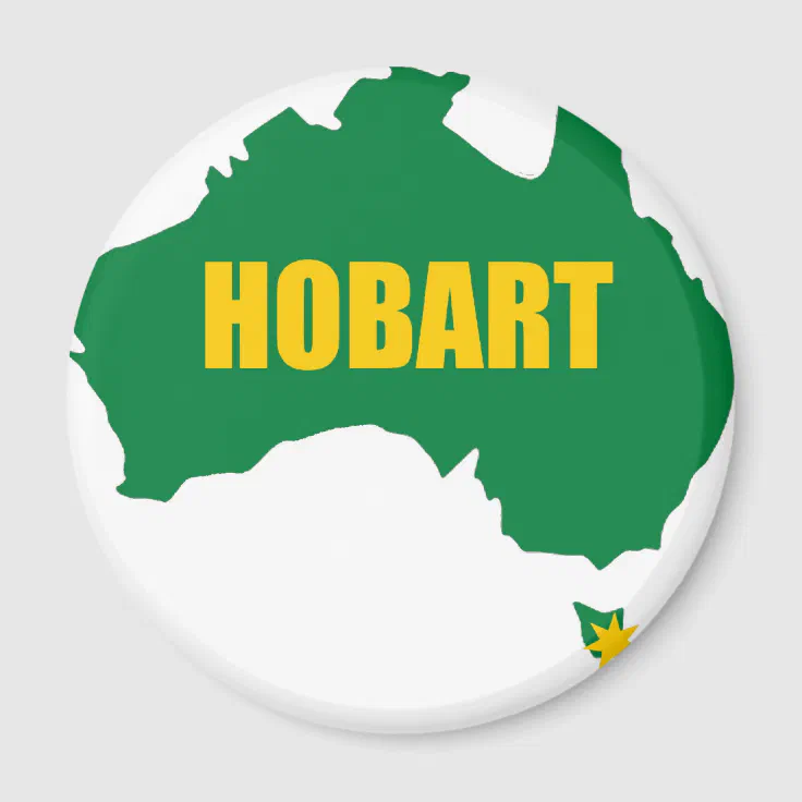 Hobart Green and Gold Map Fridge Magnet | Zazzle