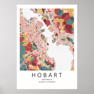 Hobart Tasmania Map Poster | Modern City Wall Art