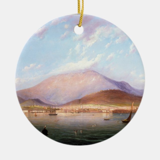 Hobart Town with Mount Wellington, Tasmania Ceramic Ornament (Front)