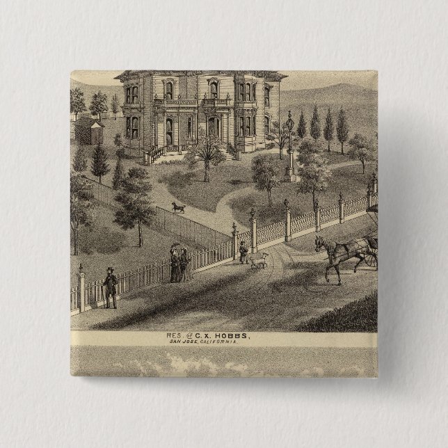 Hobbs, Bradley residences Pinback Button (Front)