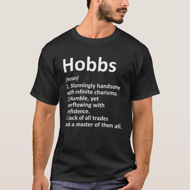 HOBBS Definition Funny Surname Family Tree Birthda T-Shirt (Front)