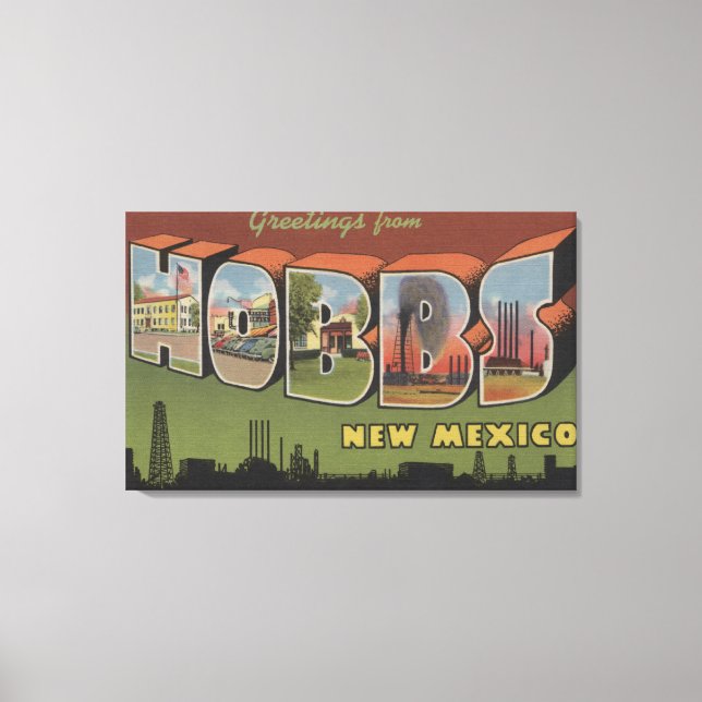 Hobbs, New Mexico - Large Letter Scenes 2 Canvas Print (Front)