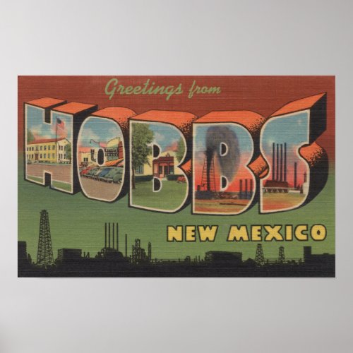 Hobbs New Mexico _ Large Letter Scenes Poster