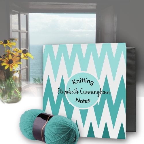 Hobby 3_Ring Binder with Aqua Chevrons and Name