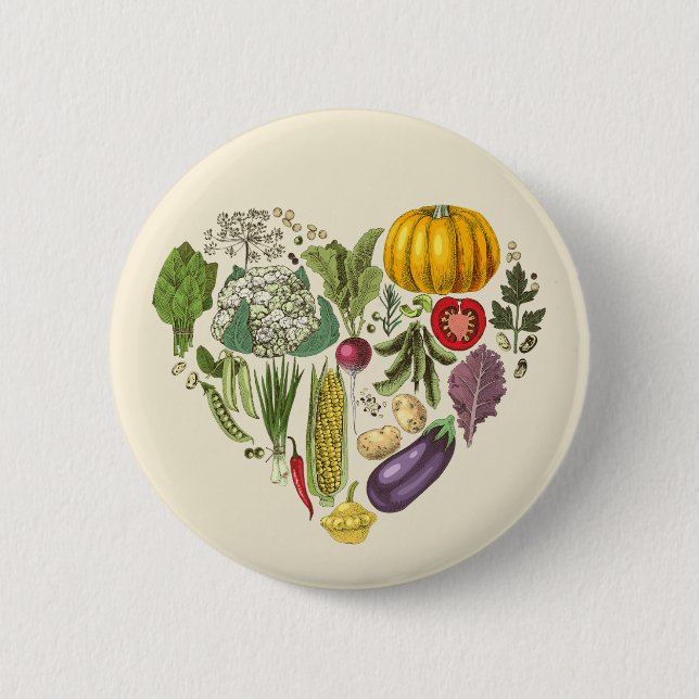 Hobby Garden Vegetable Growing Heart Button (Front)