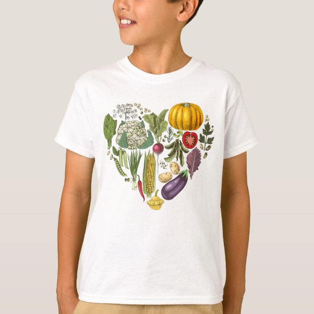 Hobby Garden Vegetable Growing Heart T-Shirt (Front)