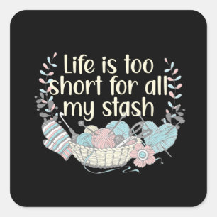 Hobby Knitting Yarn Wool Stash Square Sticker