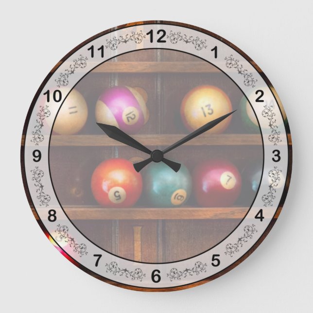Hobby - Pool - Let's play billiards Large Clock (Front)
