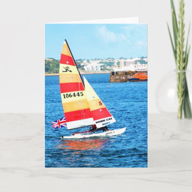 Hobie sailing boat in Jersey Holiday Card (Front)