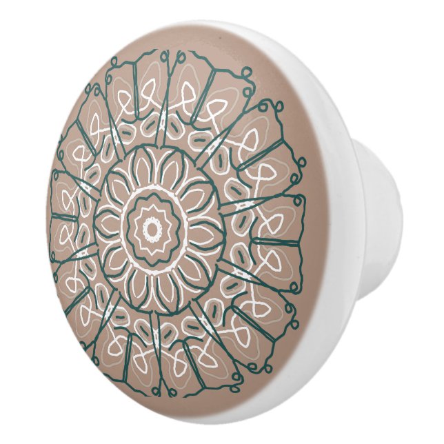 Hobo Single Lace Taupe Beige Design Ceramic Tile Knob (Right)