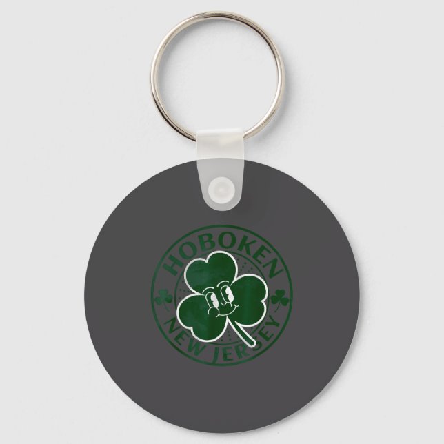 Hoboken New Jersey Irish Shamrock Nj Retro Souveni Keychain (Front)