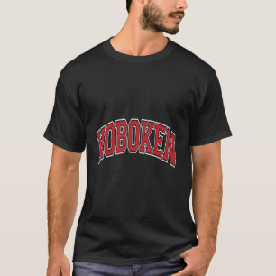 Hoboken New Jersey Nj Varsity Style Red Text T-Shirt