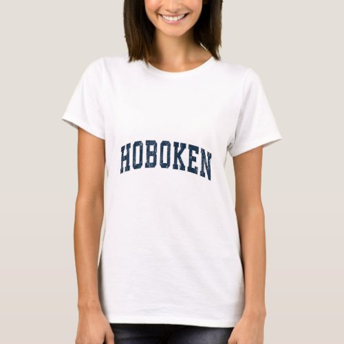 Hoboken New Jersey NJ Vintage Sports Design Navy D T_Shirt