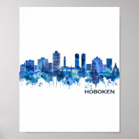 Hoboken New Jersey Skyline Blue
