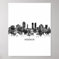 Hoboken New Jersey Skyline BW