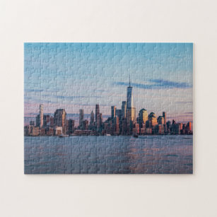 Hoboken, New Jersey Skyline During The Sunset Jigsaw Puzzle