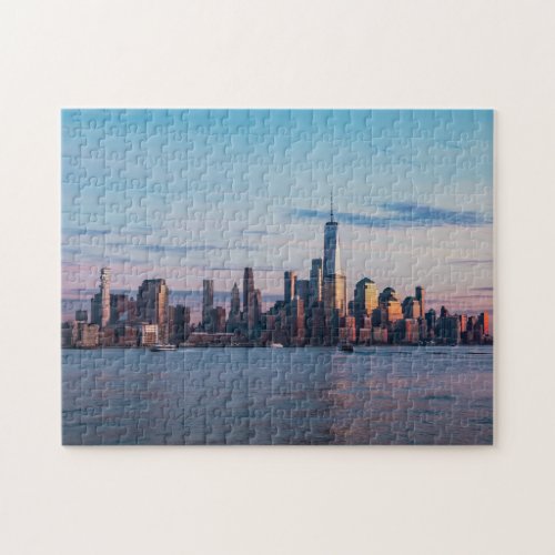 Hoboken New Jersey Skyline During The Sunset Jigsaw Puzzle